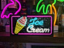 アイスクリーム ソフトクリーム アイスキャンディー 店舗 キッチンカー ミニチュア ランプ 看板 置物 雑貨 ライトBOX 電飾看板 電光看板_画像1
