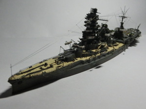 FUJIMI フジミ 1/700 日本帝国海軍 航空戦艦 伊勢(いせ)プラモデル組立塗装済完成品 空中線付加工品 箱無 コレクションケース付 現状品