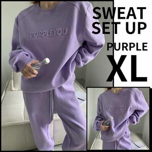  sweat top and bottom lady's setup room wear lady's long sleeve purple XL