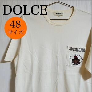 DOLCE ドルチェ 半袖 Tシャツ ホワイト系 ワールド 日本製 コットン メンズ サイズ48 【k229】