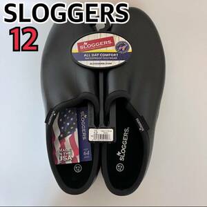 【新品】SLOGGERS スローガー レインシューズ フラットシューズ サンダル 楽ちん アメリカ製 ブラック メンズ 12サイズ 【k520】