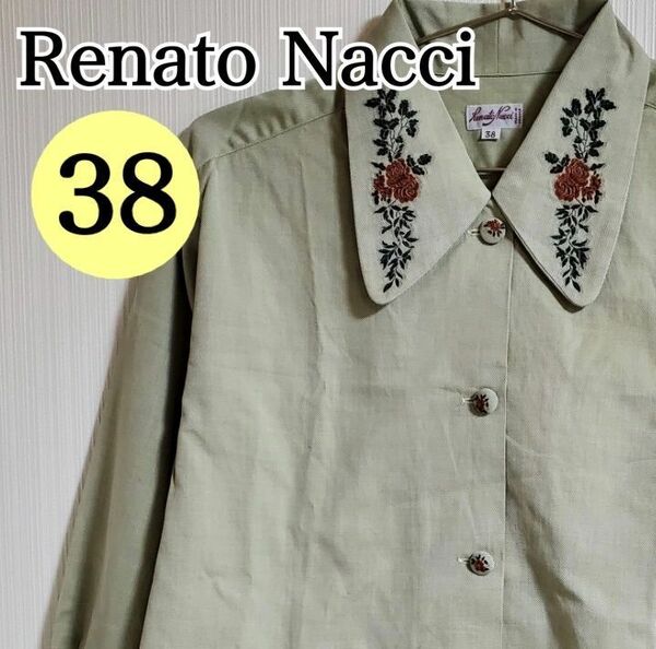 Renato Nucci レナートヌッチ 長袖シャツ ブラウス ボタンシャツ トップス 花柄刺繍 サイズ38【c54】