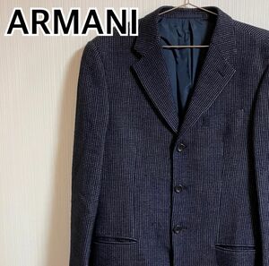 ARMANI アルマーニ テーラードジャケット スーツ ツイード メンズ ネイビー イタリア製 【k247】