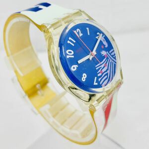 ★ 箱付き ★ swatch スウォッチ ユニセックス 腕時計 時計 青文字盤 3針 30M防水 裏 スケルトン クォーツ クオーツ SWISS スイス AT