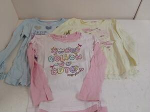 (2663711) メゾピアノ 女の子 長袖Tシャツ カットソー サイズ140 S　ピンク、黄色、青色3点まとめて