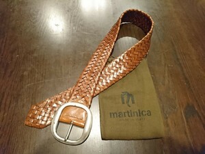 MARTINICA Belts マルティニカ メッシュレザーベルト 85 茶色 イタリア製品 本革 送料520円