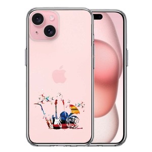 iPhone15Plus ケース クリア 楽器 たち スマホケース 側面ソフト 背面ハード ハイブリッド