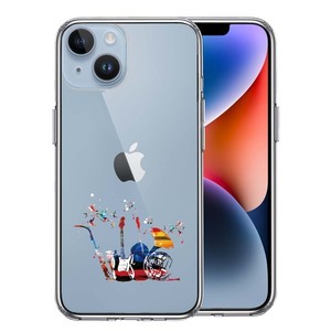 iPhone14Plus ケース クリア 楽器 たち スマホケース 側面ソフト 背面ハード ハイブリッド