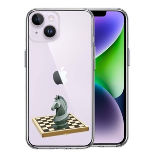 iPhone14Plus ケース クリア チェス ナイト スマホケース 側面ソフト 背面ハード ハイブリッド