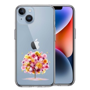 iPhone14Plus ケース クリア 幸福の木 スマホケース 側面ソフト 背面ハード ハイブリッド