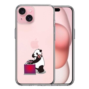 iPhone15Plus ケース クリア パンダ DJ スマホケース 側面ソフト 背面ハード ハイブリッド