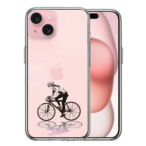 iPhone15Plus ケース クリア スポーツサイクリング　女子1 スマホケース 側面ソフト 背面ハード ハイブリッド