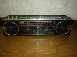 シャープ ステレオ ダブル ラジカセ SHARP QT-77MKⅡ(BK) TV1-12CH・FM・AM STEREO DOUBLE CASSETTE 当時物 ビンテージ 電通確認済80サイズ