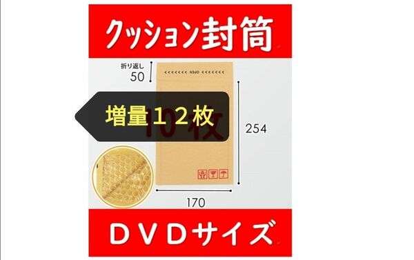 【２枚増量】クッション封筒　DVDサイズ１２枚