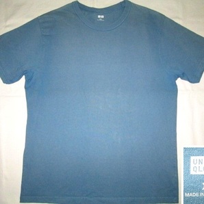 ★古着 数回使用 色落ち変色 オンラインストア限定サイズ 2023年 UNIQLO U ユニクロ ユー クルーネックTシャツ(半袖) XXL 64.BLUE ブルー★