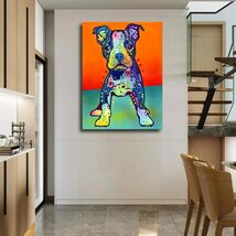 大きいサイズ 犬の絵 絵画 アートパネル 壁掛け 木枠 キャンバス キャンバス画 絵 アートポスター インテリア 現代アート ボストンテリア_画像2