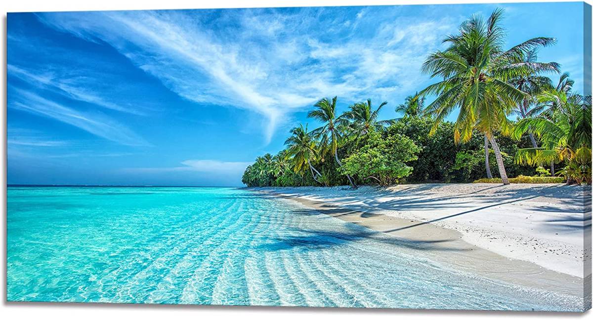 Nouvelle mer plage sable palmier art panneau art affiche toile peinture cadre en bois photo tenture murale peinture intérieure 40x80 cm toile, Ouvrages d'art, Peinture, autres