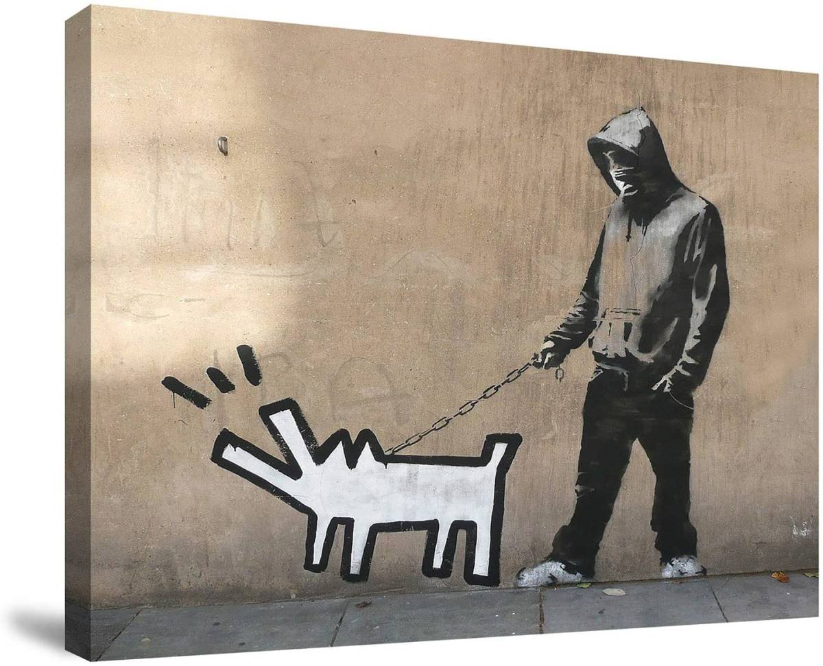 [Reproduction] New Art Panel Art Poster Banksy Canvas Painting Modern Art Wall Hanging Interior Painting 40x30cm Canvas Dog, Artwork, Painting, others