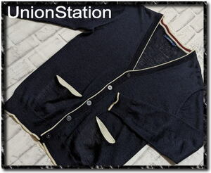 美品！！★UNION STATION　ユニオンステーション　麻ニットカーディガン　濃紺★