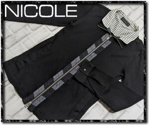 ★MONSIEUR NICOLE　ムッシュニコル　重ね着風ジップカットソー　黒★