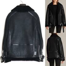 ALLSAINTS/オールセインツ 17AW HAWLEY OVERSIZED SHEARLING BIKER JACKET S ムートン ダブルライダース オーバーサイズ レザージャケット_画像2