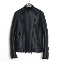 BALMAIN HOMME 国内正規品 ムートンレザーライダース 46 極美品 バイカージャケット ボア ファー ブルゾン ボンバー フライト ダブル_画像1