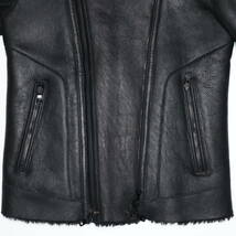 BALMAIN HOMME 国内正規品 ムートンレザーライダース 46 極美品 バイカージャケット ボア ファー ブルゾン ボンバー フライト ダブル_画像9