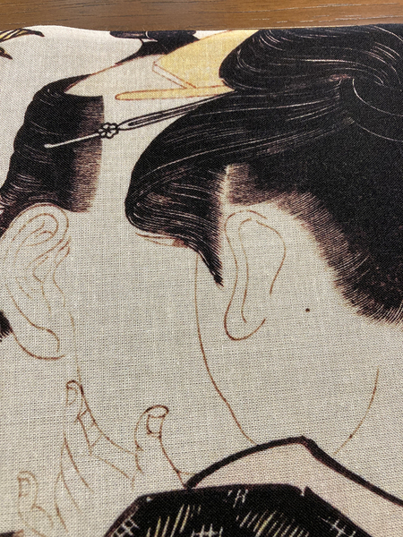 喜多川歌麿 春画 浮世絵 手ぬぐい 歌枕 横柄　サイズは約75cm 35cm　手拭い　タペストリーにどうぞ