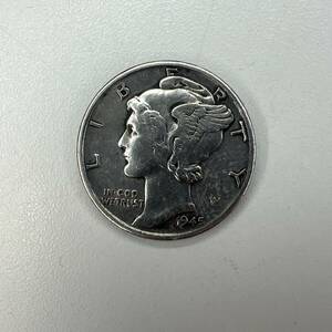 【外貨】アメリカ　マーキュリーダイム銀貨　1945年　1ダイム　10セント銀貨　硬貨　外国銭　