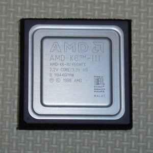 【動作確認済】AMD K6-Ⅲ450MHz 希少2.2V版 Super7 Socket7 K6-3 K6-ⅲ AMD-K6-III/450AFX