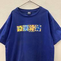 OLD STUSSY オールドステューシー 90s 半袖 Tシャツ USA製 ブルー ビンテージ 古着 size L 75915_画像1