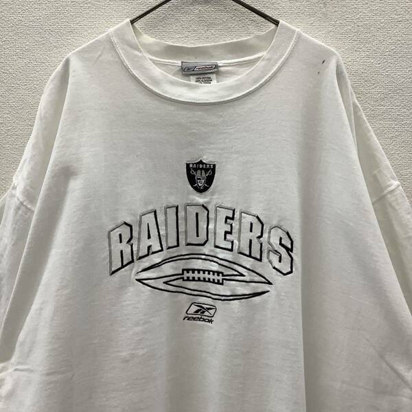 Reebok NFL RAIDERS 半袖Tシャツ USA製 ビッグサイズ size 2XL ホワイト 古着 75324