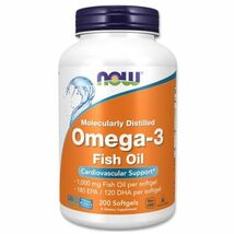 【 EPA 180mg / DHA 120mg 】 NOW社 オメガ3 200錠 : 魚油 omega-3 フィッシュオイル_画像1
