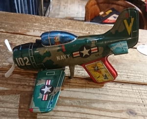 50s vintage ブリキ トーイ 銃 ピストル navy 飛行機 戦闘機