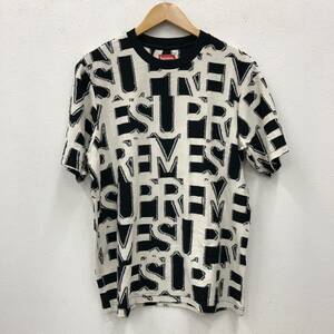 ②Supreme シュプリーム Tシャツ M ホワイト 白 コットン 総柄 半袖 20SS Spellout S S Top