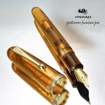 ◆●万年筆【JINHAO/金豪】9016 DADAO 中太軸 クリアイエロー 透明軸 コンバーター専用 デモンストレーター M中字 新品 1円～/JH158CLYW-M_画像3