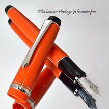 ◆●廃番品!新品未使用【PILOT/パイロット】CUSTOM カスタム ヘリテイジ 91 オレンジ 14金 M 中字 両用式 FKVHN-12SR-OM 1円～ 稀少/P158OR_画像2