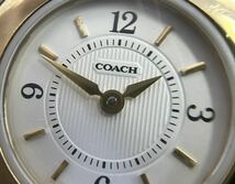 【T0228】COACH コーチ レディースウォッチ W006 6.251.895 レディースウォッチ ゴールド レザーベルト 個人保管品 箱付き_画像3