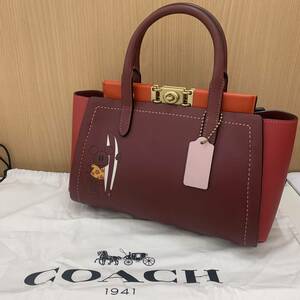 【TK0207】COACH Disneyデザイン ハンドバッグ コーチ ディズニー 2way ショルダー C2080-3897 ワインレッド レディース ファッション