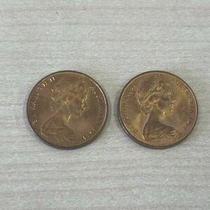 【TK0210】オーストラリア 2セント 銅貨 古銭 硬貨 貨幣 エリザベス2世 外国銭 海外 コレクション 2枚