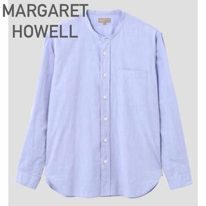 【MARGARET HOWEL】マーガレットハウエル コットンノーカラーシャツ