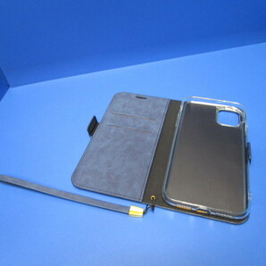 在庫処分 SIMPLE SUEDE iPhone11 (6.1インチ) 手帳型 ケース ブルー 上質PUレザー ストラップ付属 スタンド機能 カードポケットの画像6