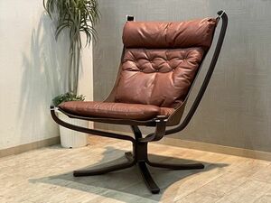 北欧ヴィンテージ Vatne Mobler バットネ 本革ファルコンチェア 幅77 高98cm Sigurd Ressel ノルウェー FALCON Chair 1人掛ソファ 椅子