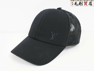 ルイヴィトン LOUIS VUITTON キャップ ベースボール モノグラム メッシュ M77114 ブラック LV イニシャル 美品 帽子 メンズ