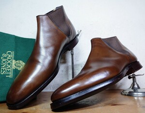 【美品】英国製 クロケット&ジョーンズ CRANFORD 360Last サイドゴアブーツ 7E 25.5cm相応 ダークブラウン 茶/cheaney edwardgreen