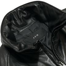 LEON掲載 定価27万 AKM RIBA ENTREFINO LAMB LEATHER STAND TRACK JACKET S 黒 美品 ラムレザースタンドトラックジャケット ライダース wjk_画像7