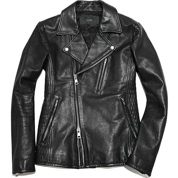 定価14万 AKM SHRINK COW LEATHER DIA WRINKLE W-RIDERS Mサイズ 黒　レザーダブルライダース 1piu ジュンハシモト wjk