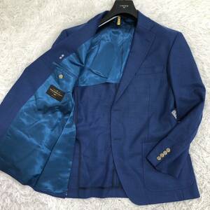 希少XXL/未使用級◎麻布テーラー『圧倒的存在感』azabu tailor ブルー ネイビー 秋冬 テーラードジャケット ビジネス フォーマル 52