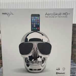 Music Life Aero Skull HD+ サングラスをしたドクロのBluetoothスピーカークロームシルバー