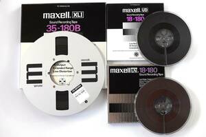 maxellマクセル 10号XL1メタル1巻、7号LN,UDプラ各1巻 合計3巻オープンリールテープ 録音済か不明　未試聴 元箱入 美品
